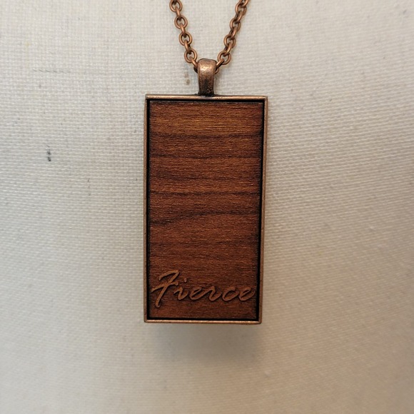 FIERCE  NWT  Copper Wood Pendant Necklace Copper Link Chain USA Handcrafted - Picture 3 of 11